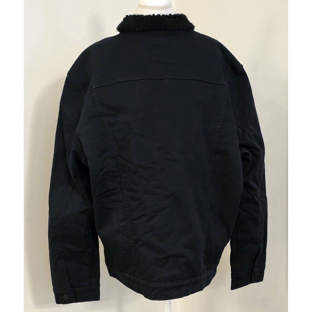 Levi’s Men's Relaxed Fit Button Front Sherpa Trucker Jacket XXL Black Canvas NEW - Picture 4 of 15